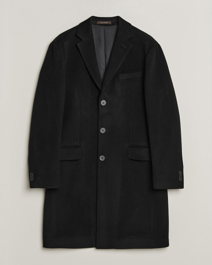 Oscar Jacobson Sergio Wool Coat Black – Black