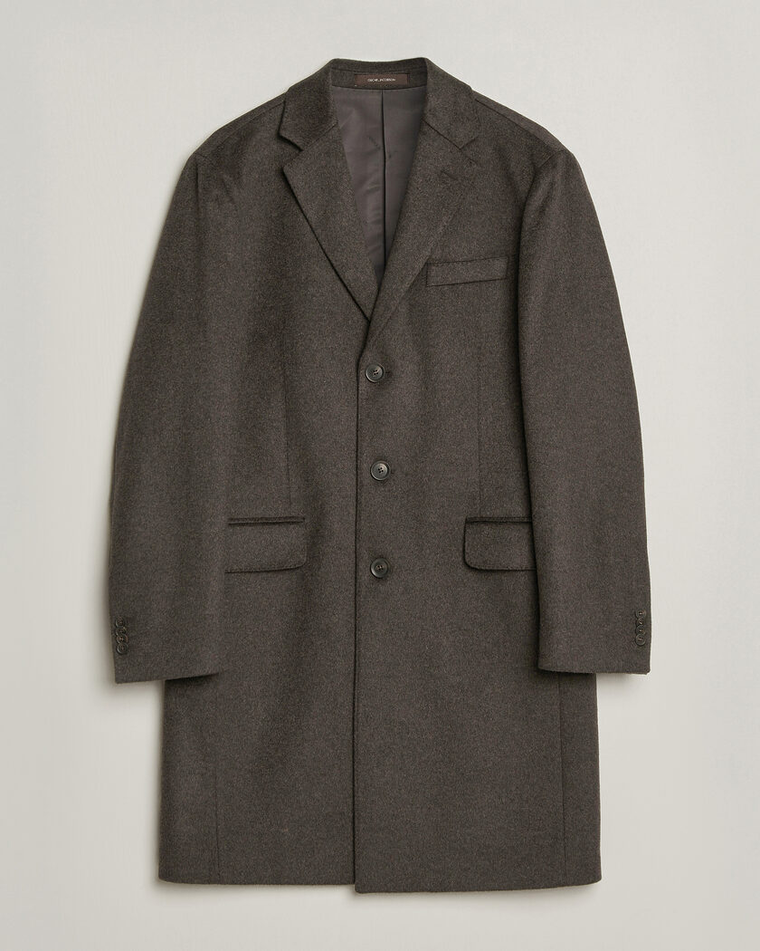 Oscar Jacobson Sergio Wool Coat Brown – Brown