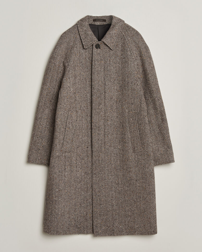 Auralee Wool Tweed Chesterfield Coat Khaki at CareOfCarl.com