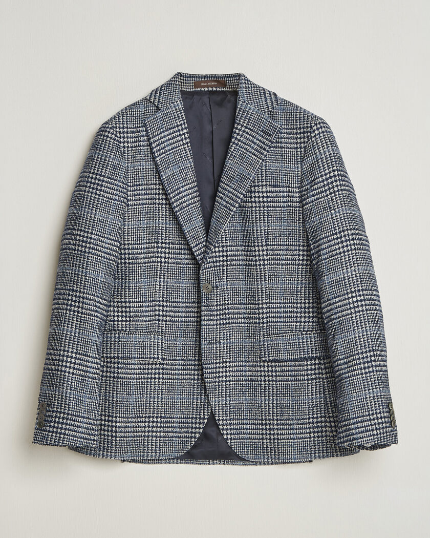 Oscar Jacobson Fogerty Checked Wool/Alpaca Blazer Blue – Blue