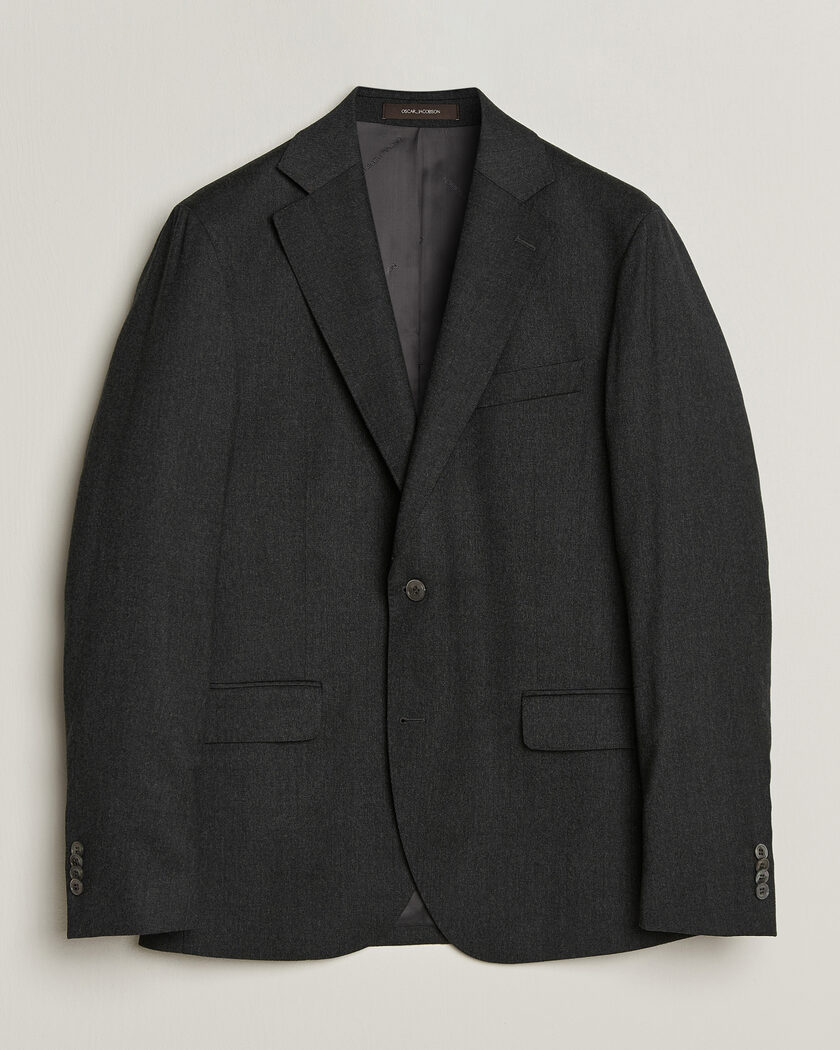 Oscar Jacobson Fogerty Wool Flannel Blazer Charcoal – Grey