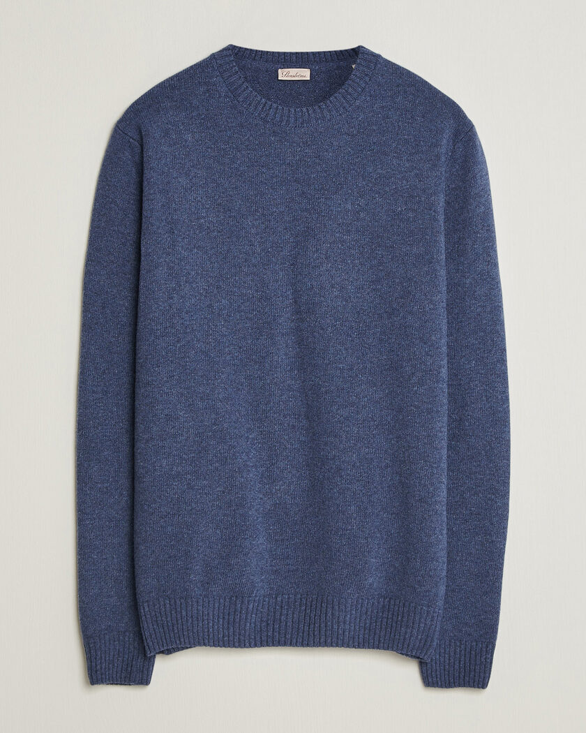 Stenströms Brushed Merino Crew Neck Blue – Blue