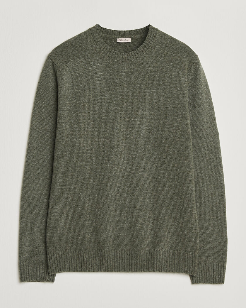  Stenströms Brushed Merino Crew Neck Green – Green
