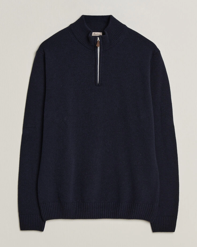 Stenströms Brushed Merino Half-Zip Navy – Blue