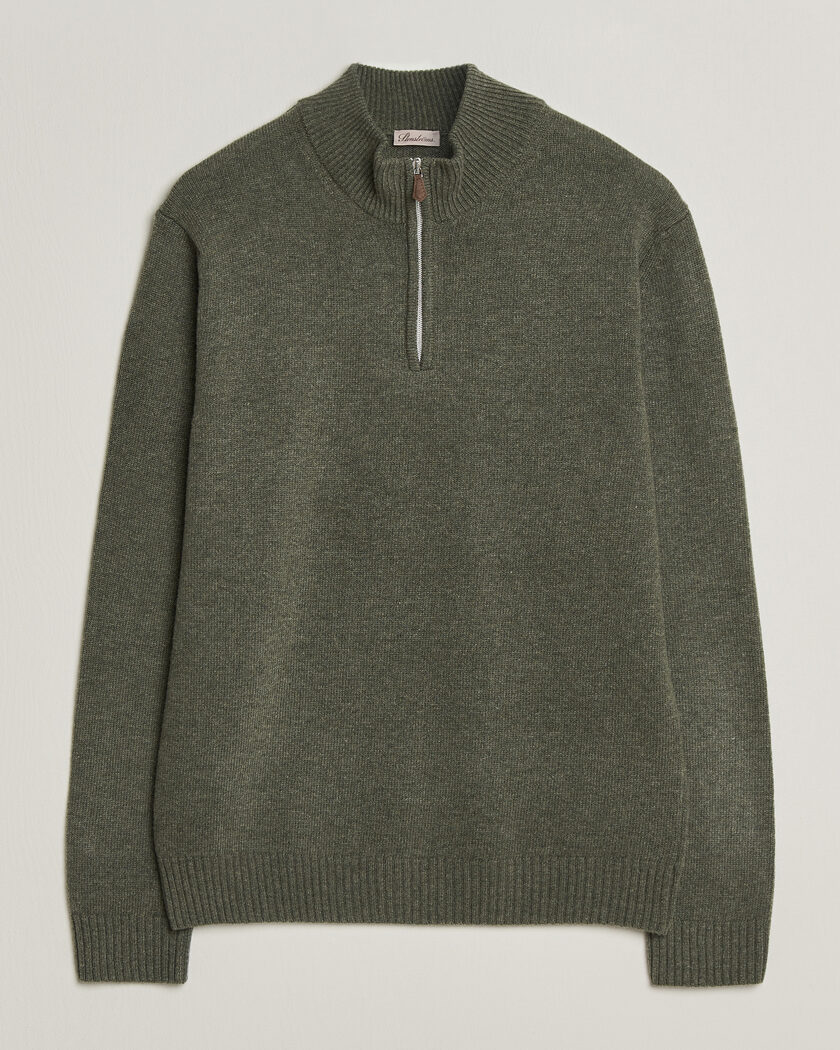 Stenströms Brushed Merino Half-Zip Green – Green