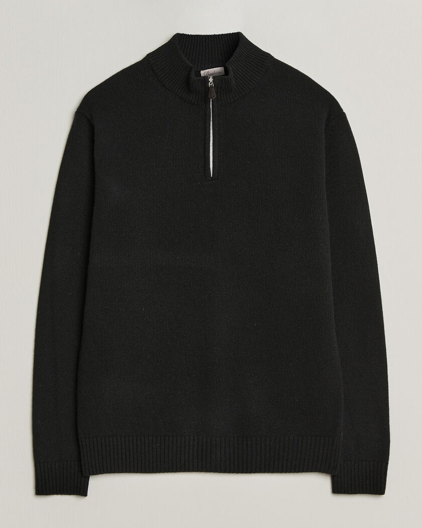 Stenströms Brushed Merino Half-Zip Black – Black