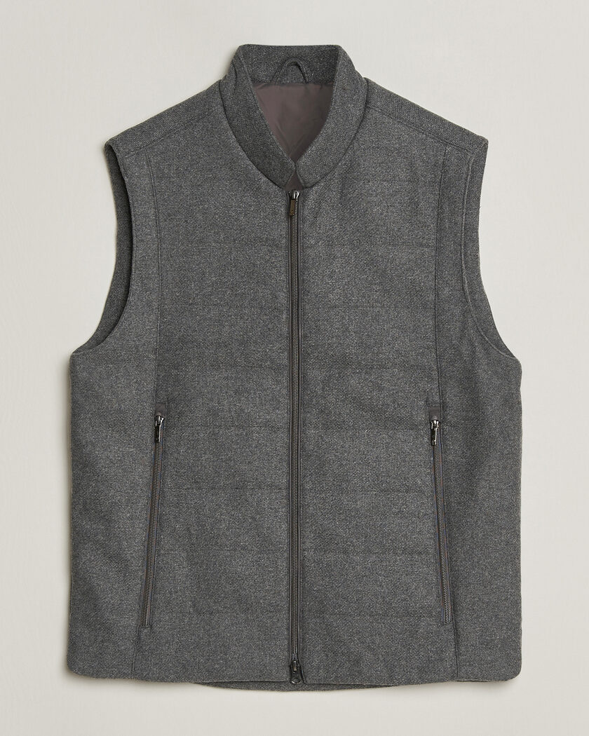 Stenströms Wool Alcantara Detail Light Padded Vest Grey – Grey
