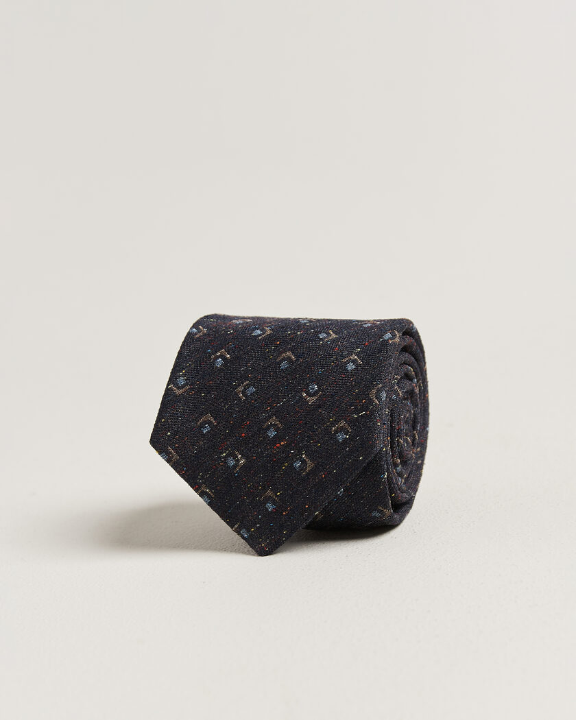 Stenströms Woven Herringbone Silk Tie 7,5cm Navy – Blue
