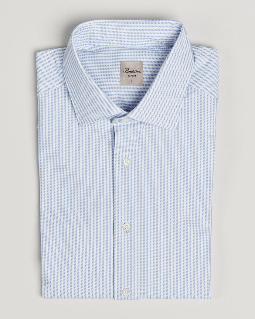Stenströms Slimline Active Stretch Striped Shirt Light Blue – Blue