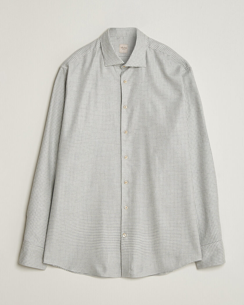 Stenströms Regular Fit Houndstooth Flannel Shirt Grey – Grey
