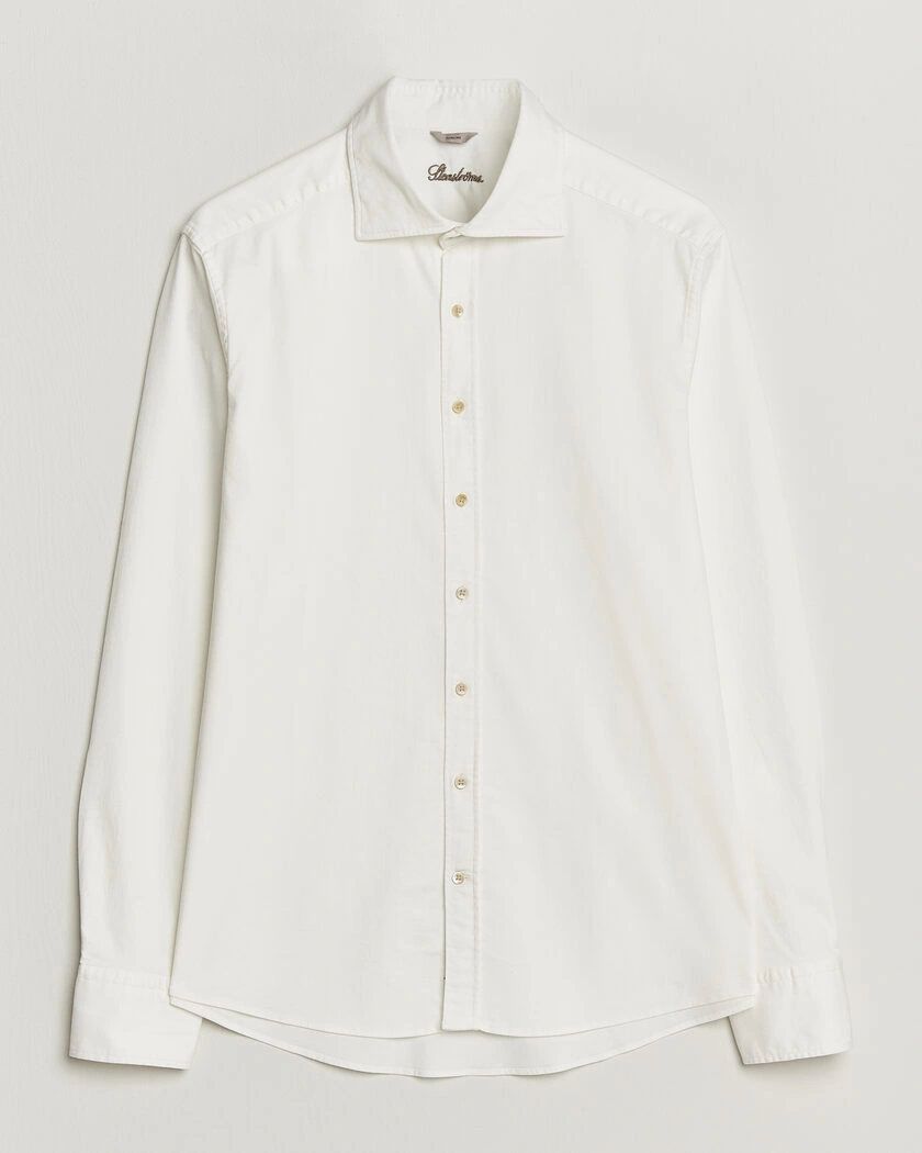 Stenströms Slimline Garment Washed Shirt Off White Denim – White