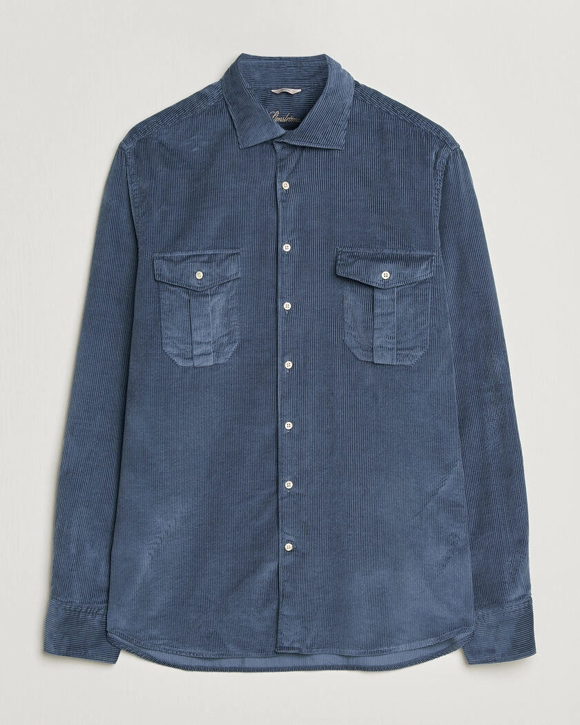 Stenströms Regular Fit Cord Pocket Shirt Blue – Blue