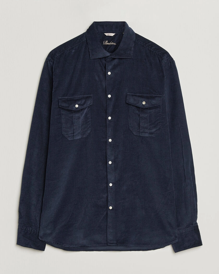 Stenströms Regular Fit Cord Pocket Shirt Navy – Blue