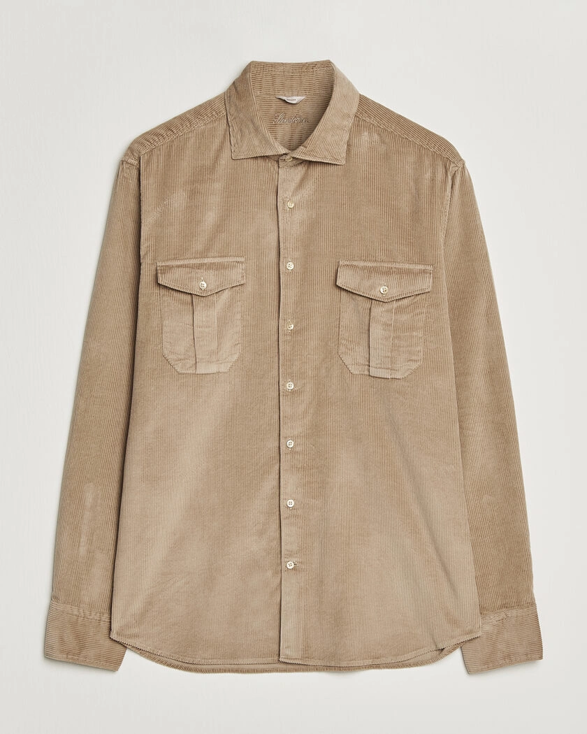 Stenströms Regular Fit Cord Pocket Shirt Light Brown – Brown