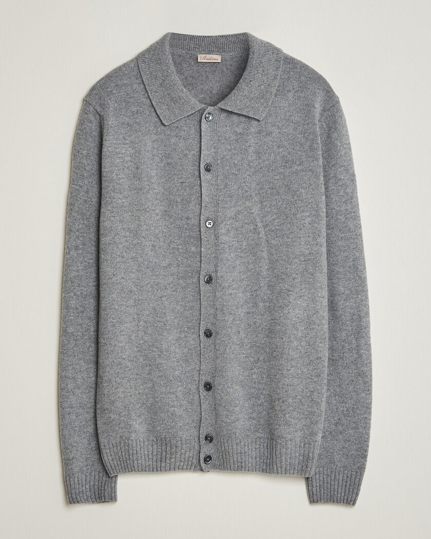 Stenströms Brushed Merino Polo Cardigan Grey – Grey
