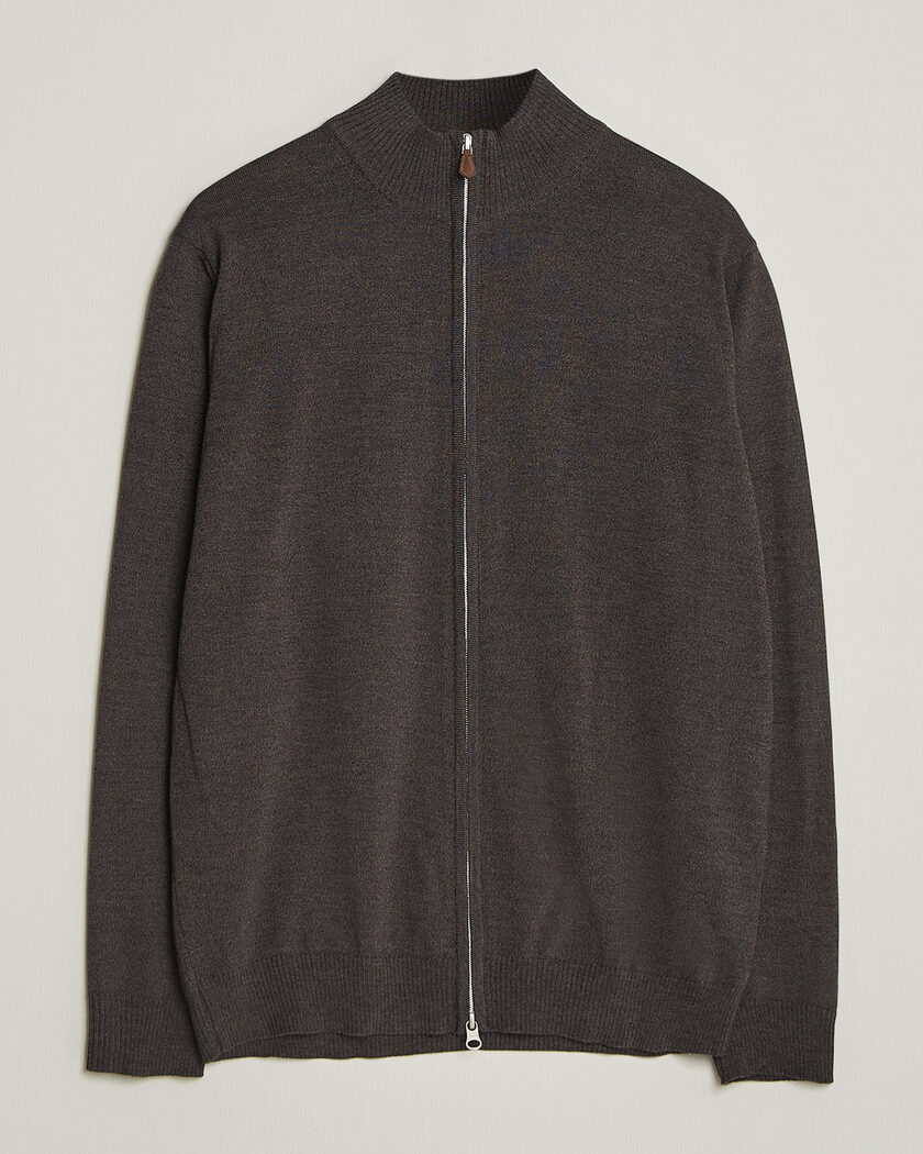 Stenströms Merino Full Zip Dark Brown – Brown