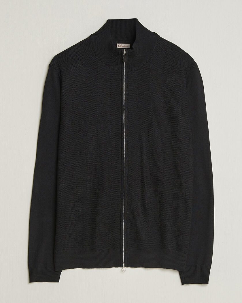 Stenströms Merino Herringbone Full Zip Black – Black