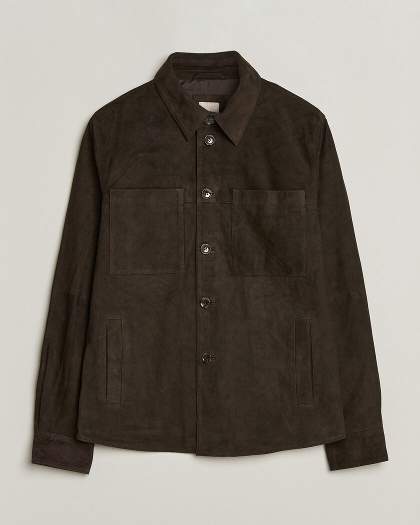 Stenströms Goat Suede Overshirt Dark Brown – Brown
