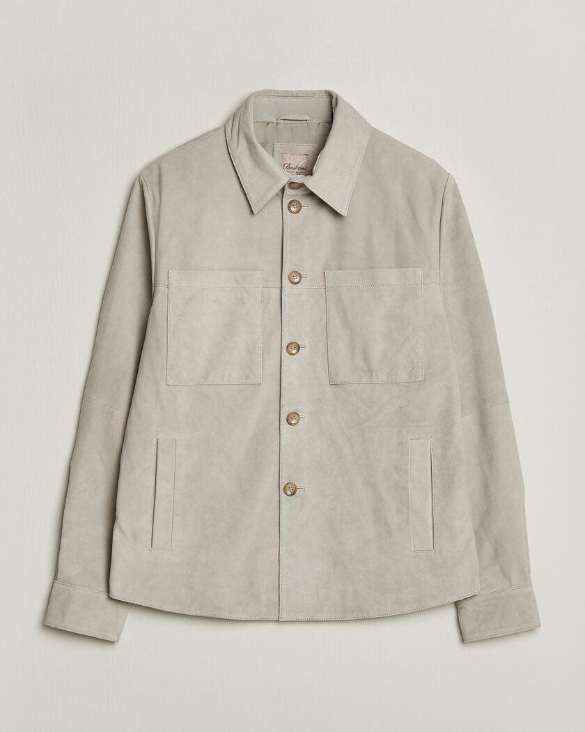 Stenströms Goat Suede Overshirt Light Grey – Grey