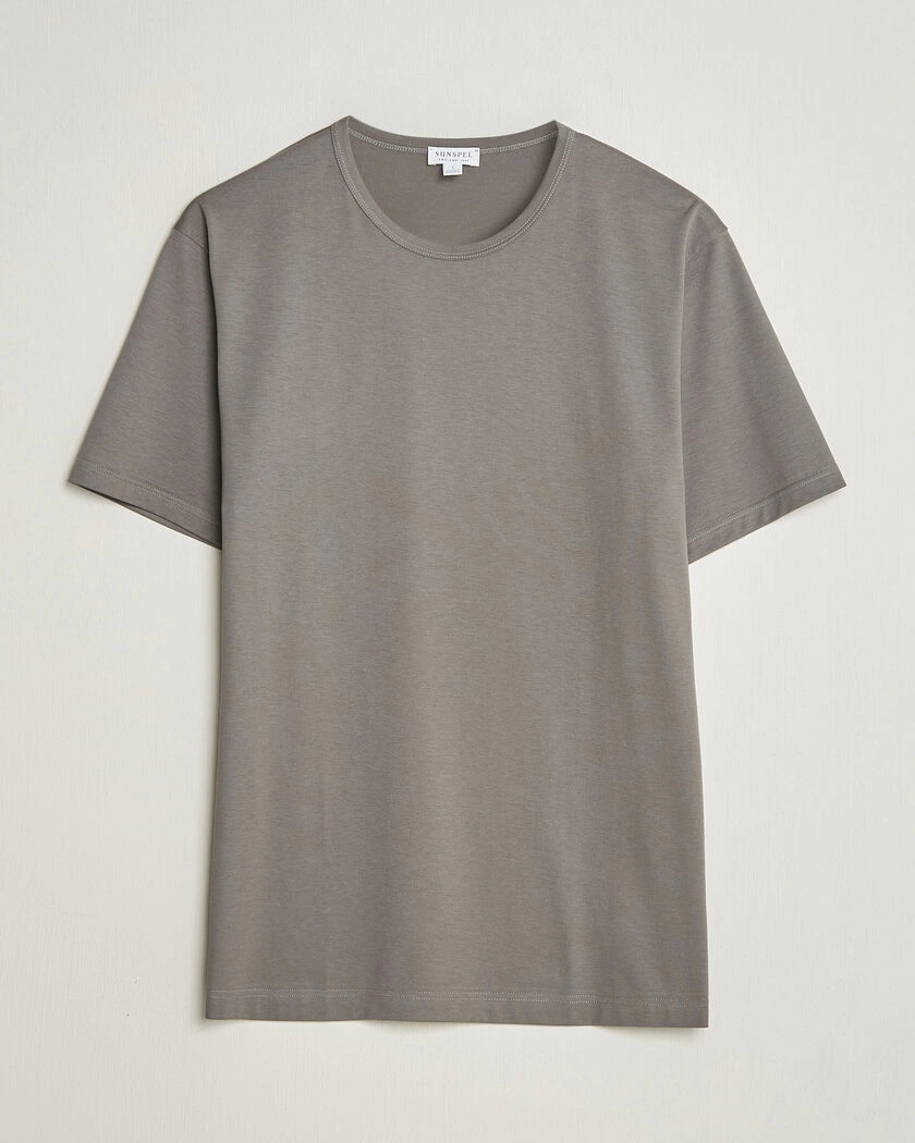 Sunspel Crew Neck Q82 Cotton T-Shirt Smoke Grey – Grey