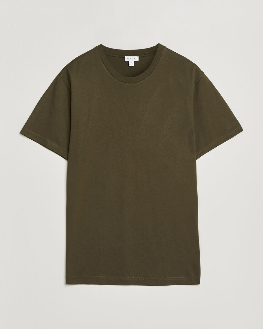 Sunspel Heavy Weight Supima Cotton T-Shirt Deep Olive at