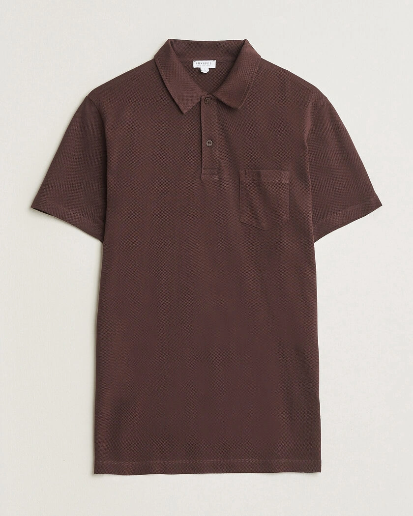 Sunspel Riviera Polo Shirt Dark Brown – Brown