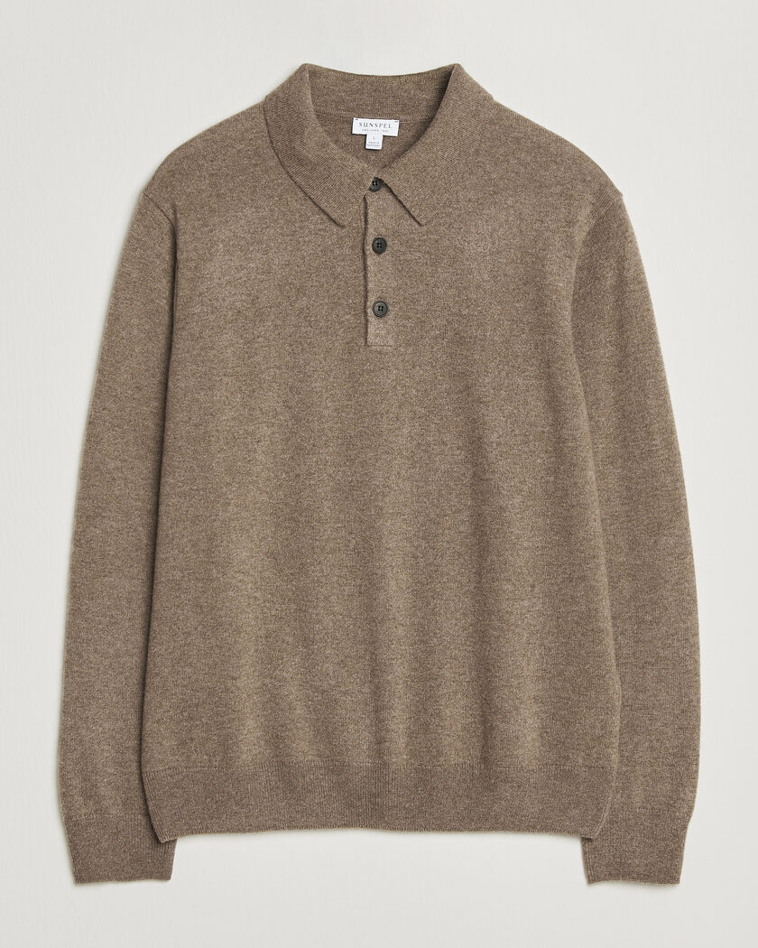 Sunspel Cashmere Polo Taupe – Brown