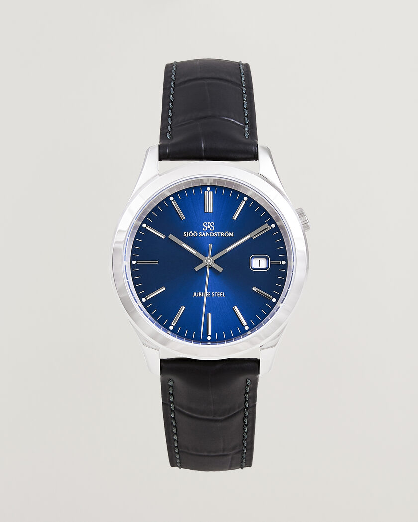 Sjöö Sandström Jubilee Steel Quartz 40mm Black Calf Blue Dial – Blue