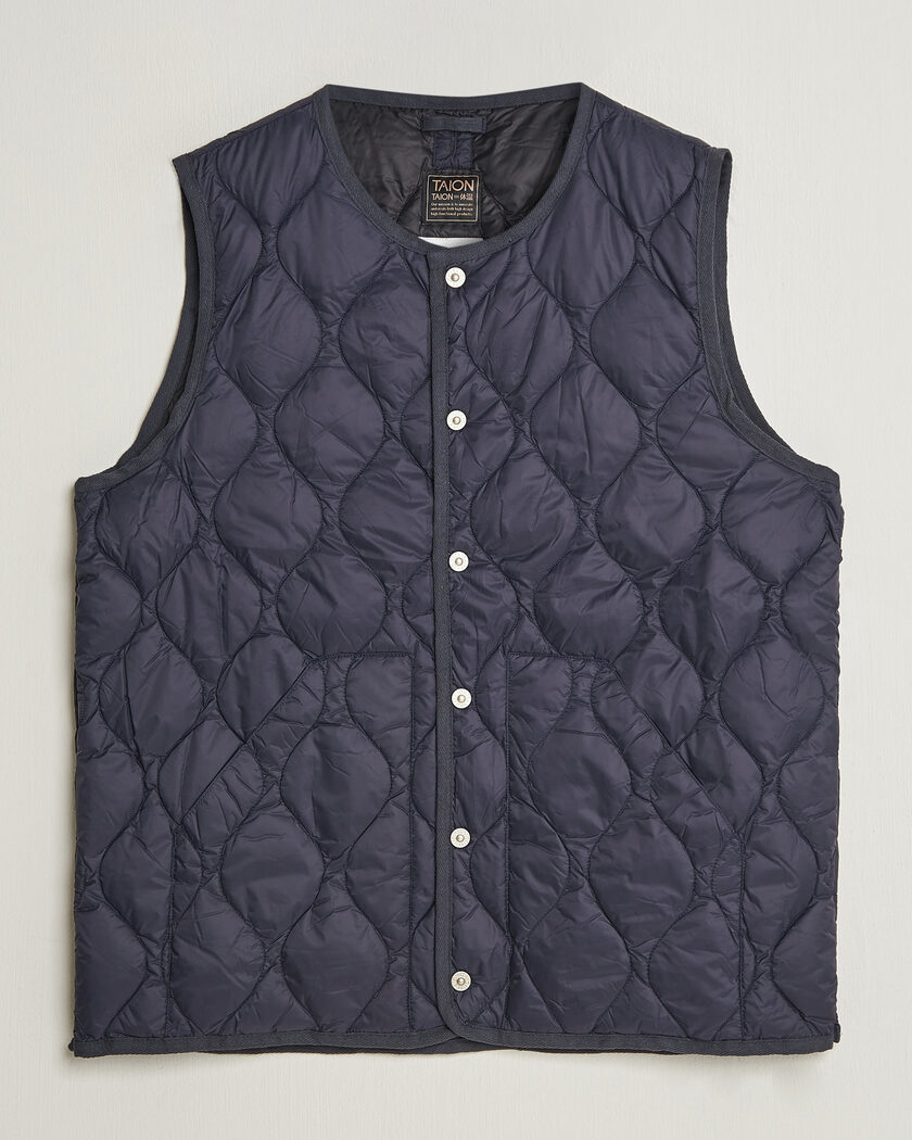 TAION Military Crew Neck Down Vest Dark Navy – Blue