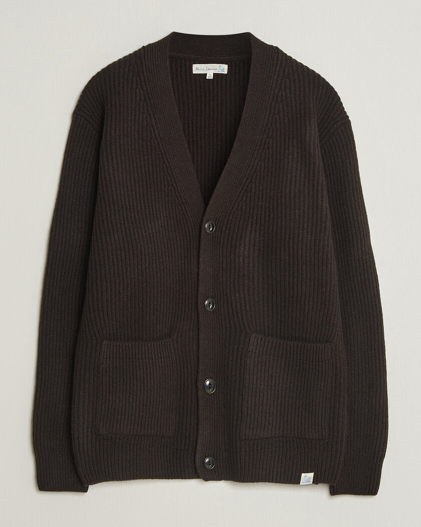 Merz b. Schwanen Merino/Cashmere Knitted Cardigan Espresso – Brown