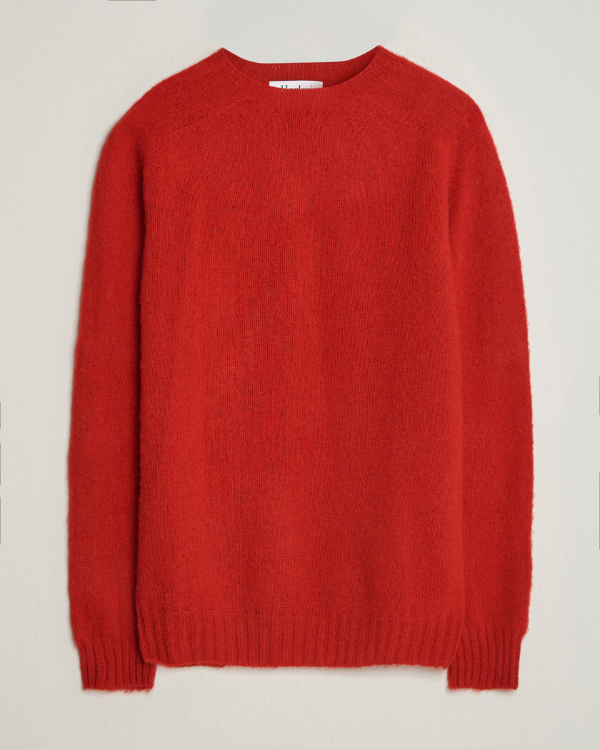 Harley Of Scotland Brushed Supersoft Lambswool Crewneck Cardinal – Red