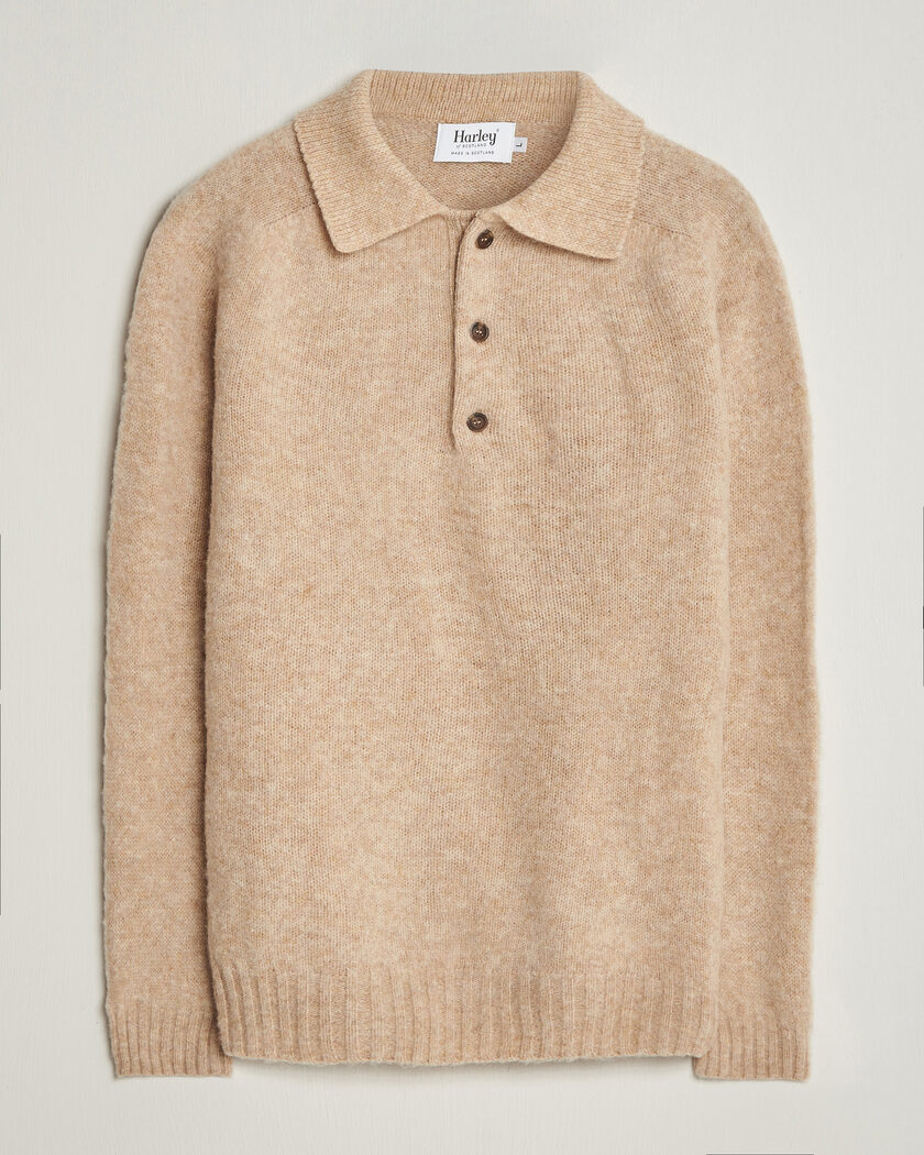 Auralee Cashmere/Silk Skipper Polo Beige at CareOfCarl.com