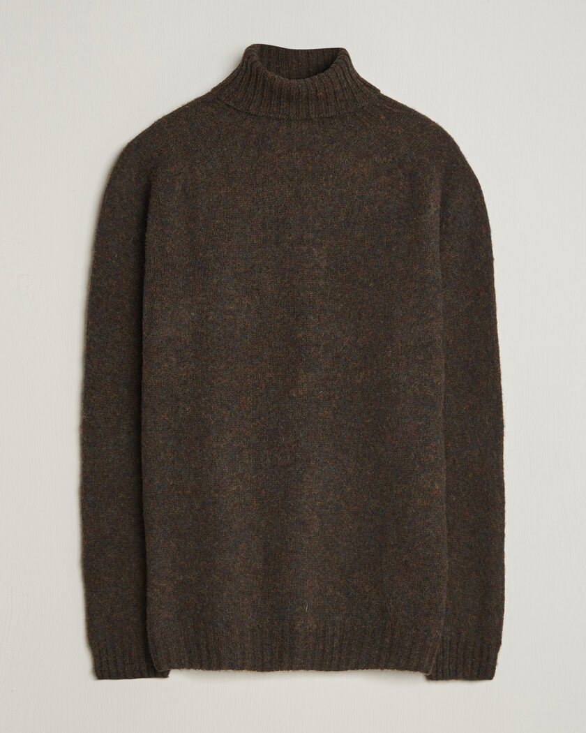 Harley Of Scotland Brushed Supersoft Lambswool Rollneck Carob – Brown