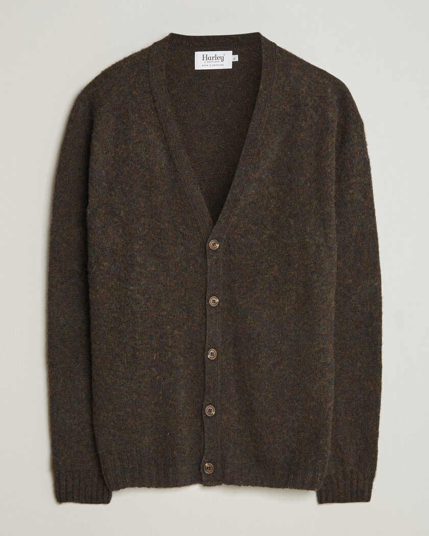 Harley Of Scotland Brushed Supersoft Lambswool Cardigan Carob – Brown