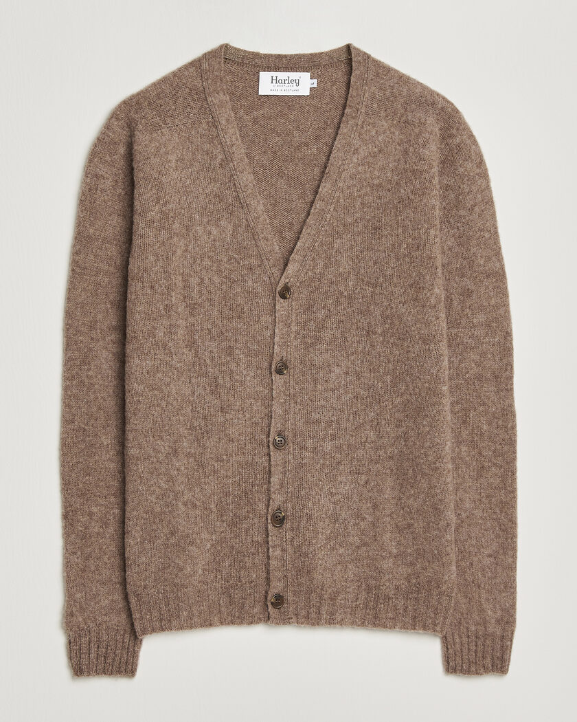 Harley Of Scotland Brushed Supersoft Lambswool Cardigan Tundra – Brown