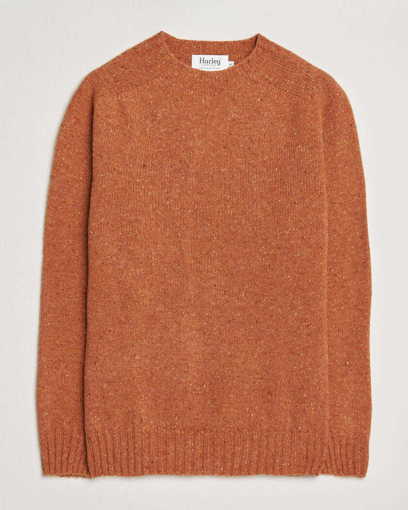Harley Of Scotland Donegal Wool Crewneck Orange – Orange