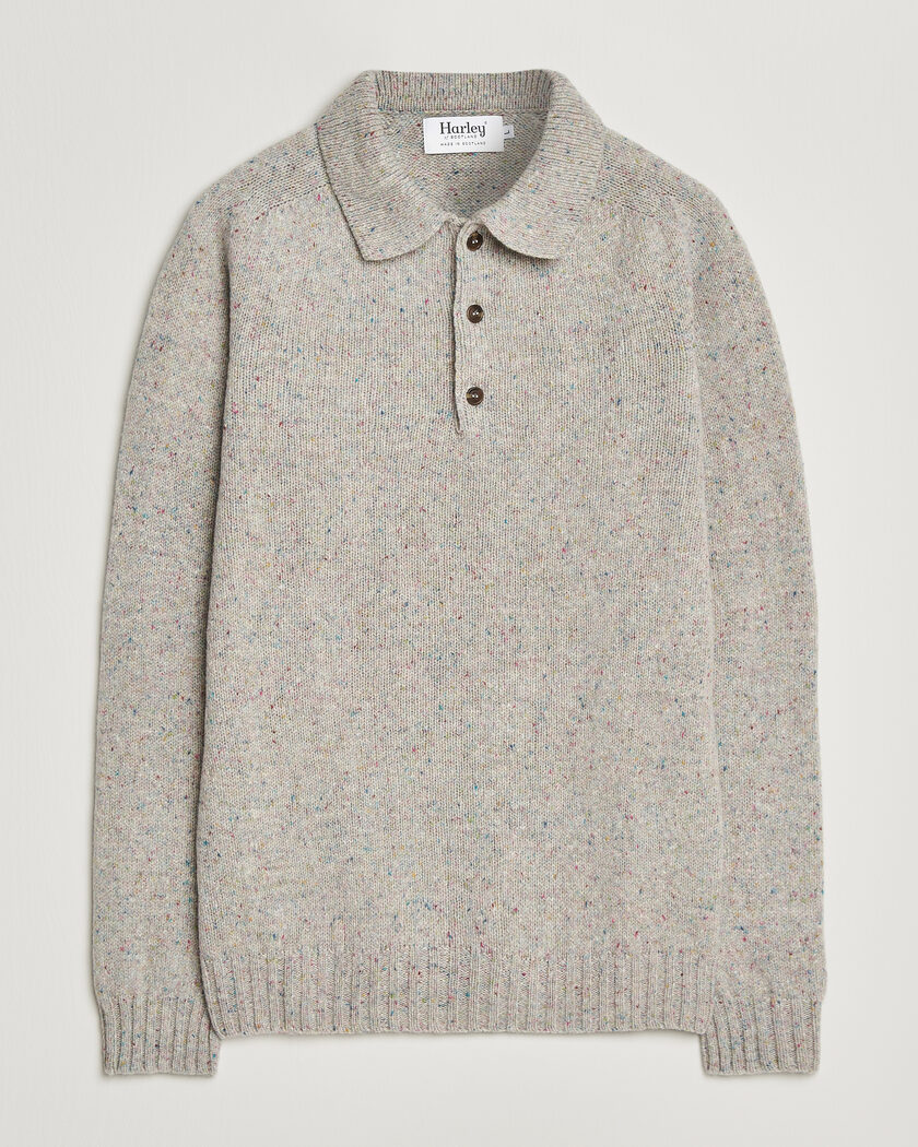 Harley Of Scotland Donegal Wool Polo Machair – Grey