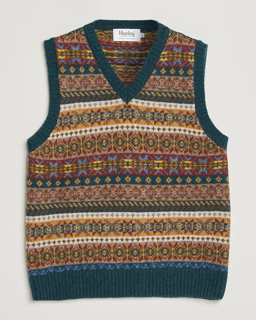 Morris Merino Double Zip Vest Navy at CareOfCarl.com