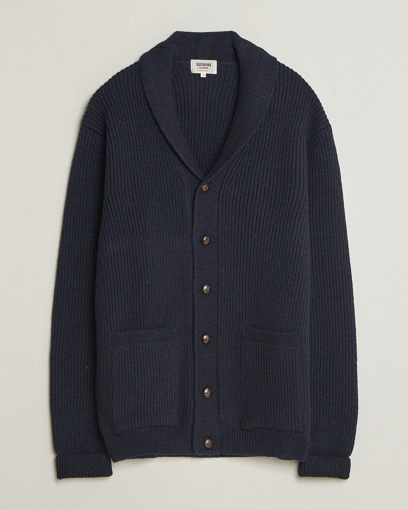 Kamakura Shirts McQueen Shawl Collar Cardigan Navy – Blue
