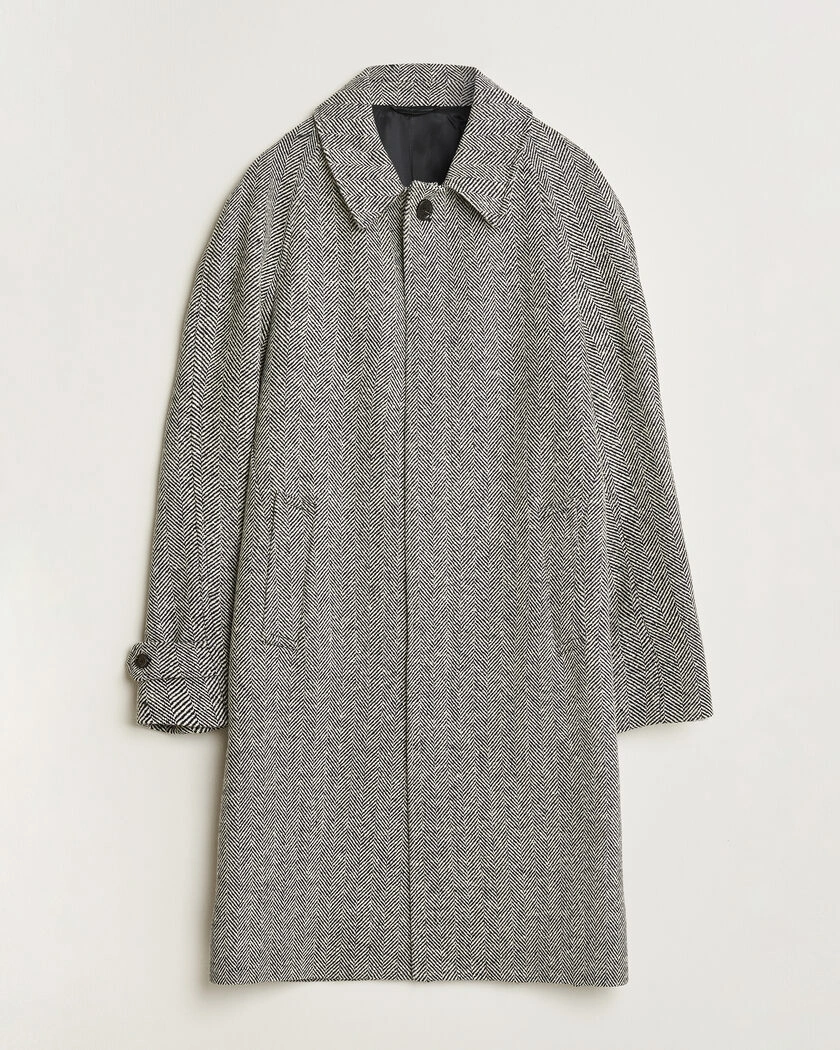 Lardini Wool Herringbone Raglan Coat Dark Grey – Grey
