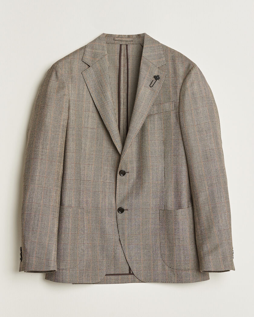 Boglioli K Jacket Prince Of Wales Check Blazer Light Beige at