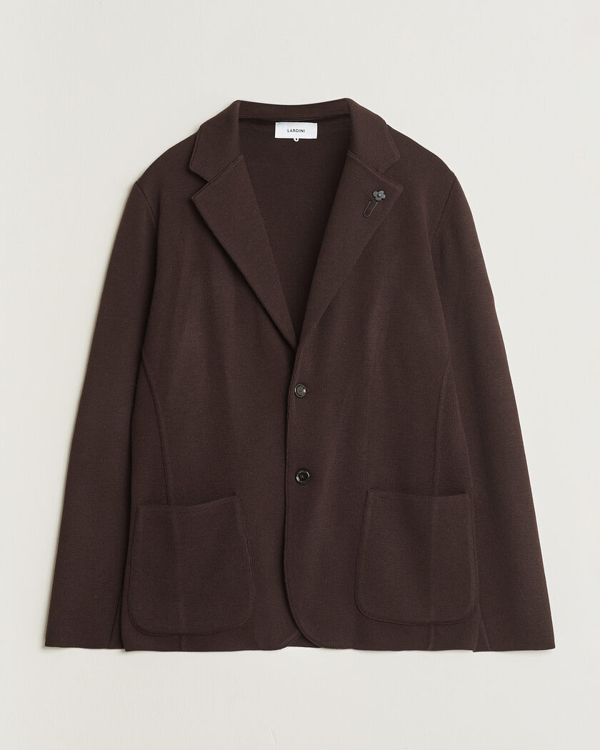 Lardini Knitted Wool Blazer Navy at CareOfCarl.com