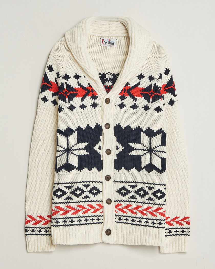 MC2 Saint Barth Archer Cardigan Nordic Aztec – White