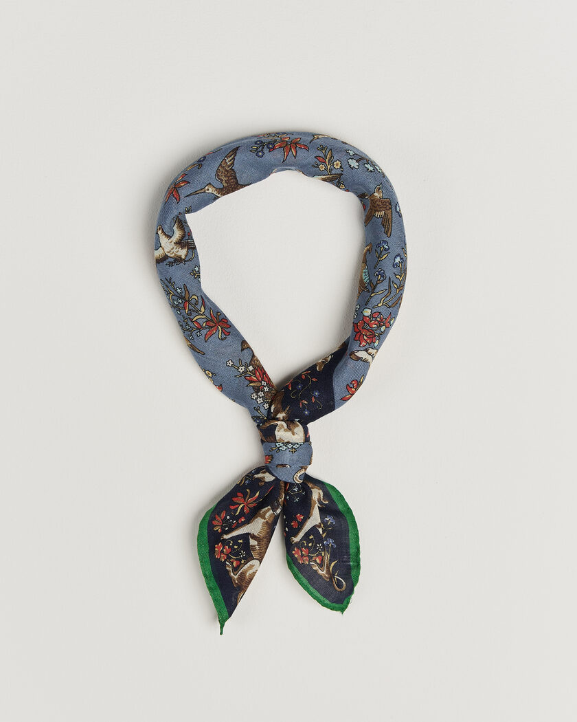 Drake's Unicorn Tapestry Wool/Silk Bandana Navy – Blue