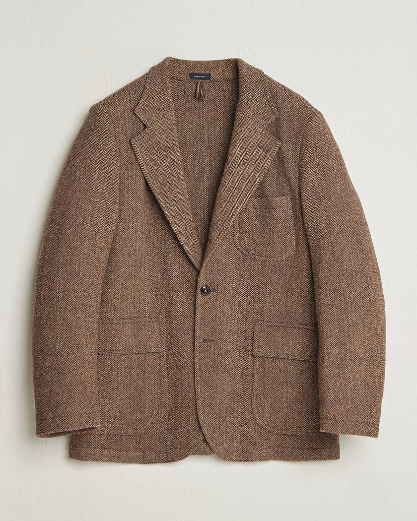 Drake's MKVII Tweed Herringbone Games Blazer Brown – Brown