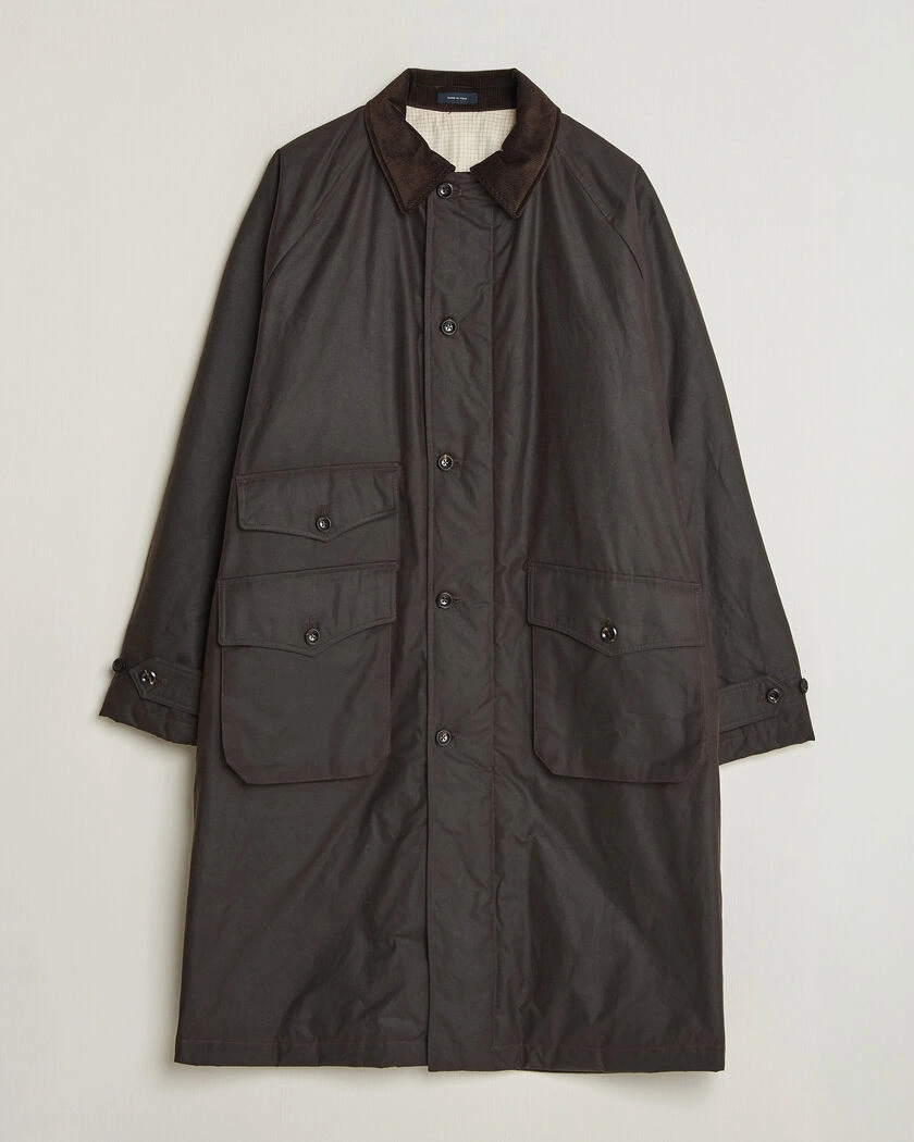 Drake's Military Waxed Mac Rustic – Brown