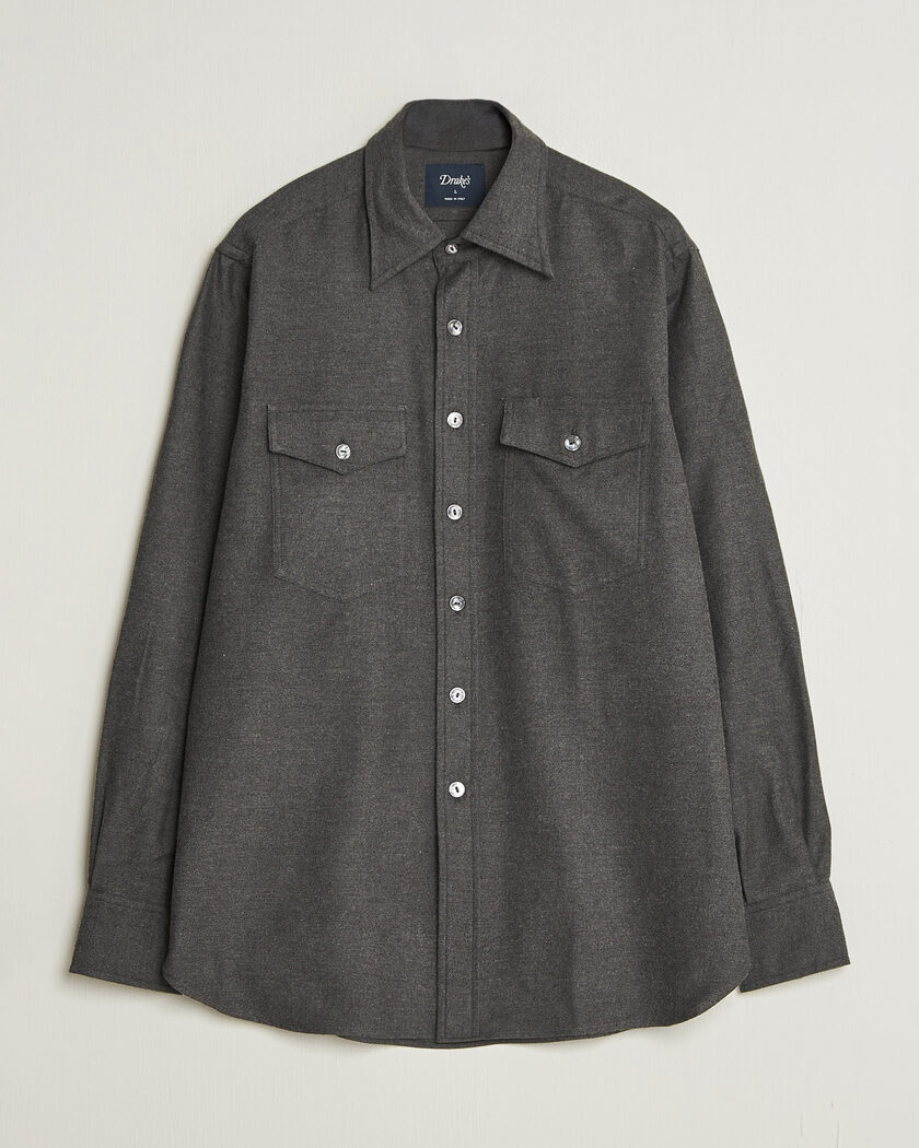 Drake's Two Pocket Casual Shirt Grey – Grey