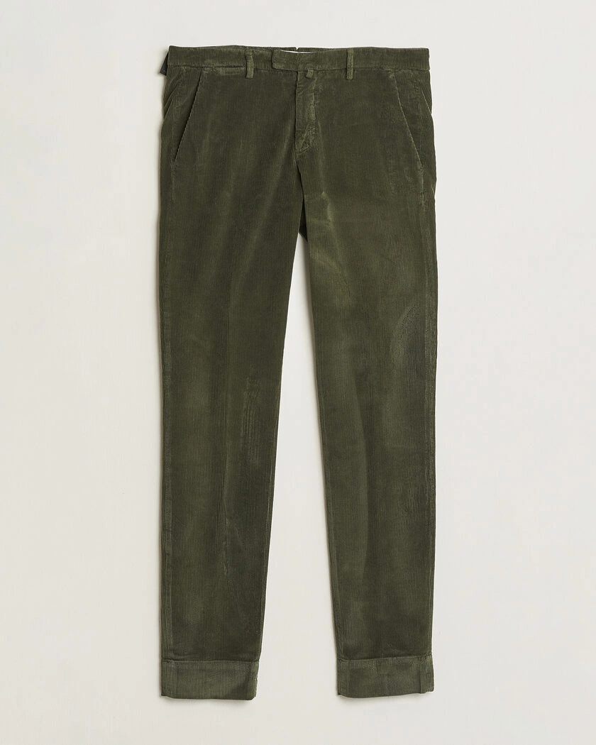 Briglia 1949 Slim Fit Corduroy Trousers Dark Green – Green
