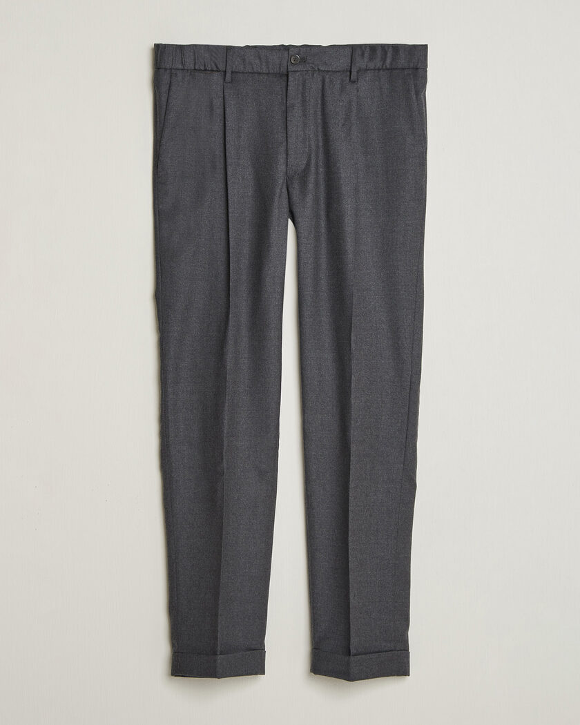 GANT Tapered Herringbone Wool Pants Black at CareOfCarl.com