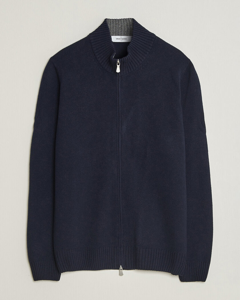 Gran Sasso Wool/Cashmere Full Zip Navy – Blue
